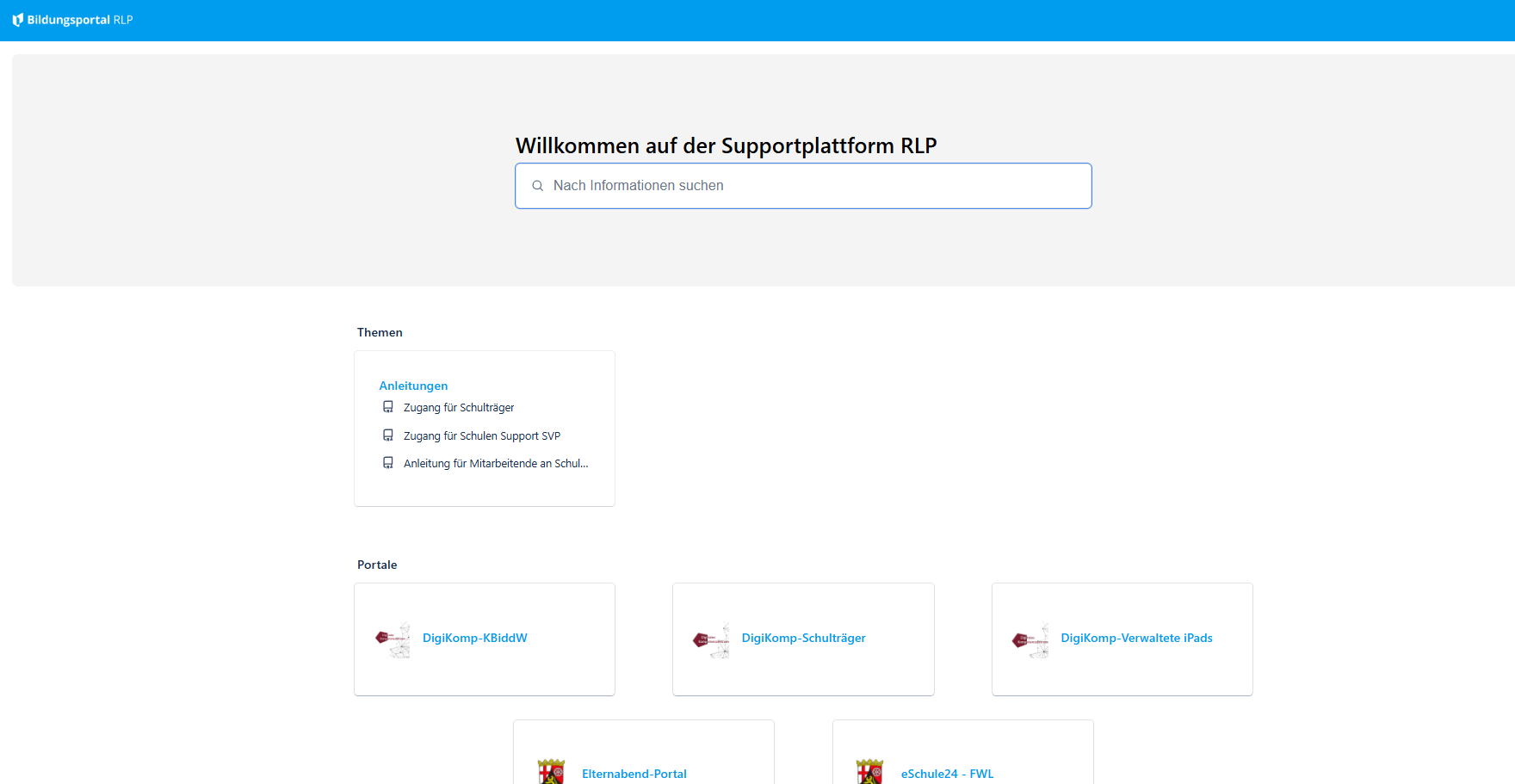 Startseite Supportplattform Träger